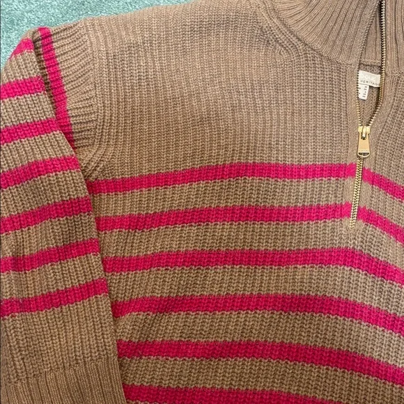 Barbour Brown and Pink Striped Turtleneck Sweater - Picture 4 of 6